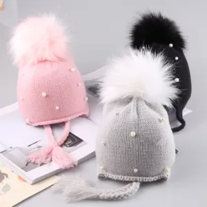 Baby-toddler pearl embellished winter hat