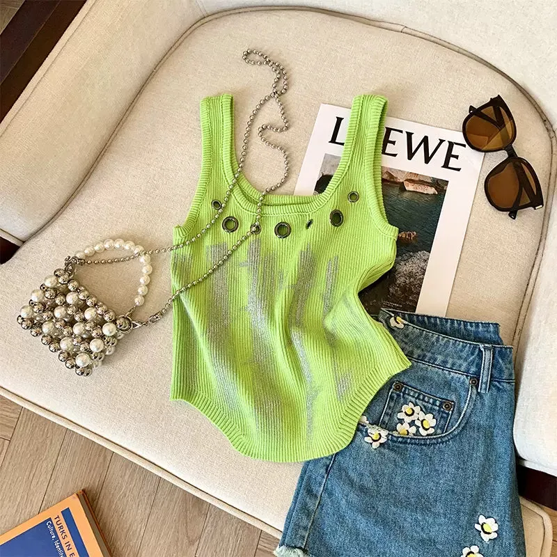 Chic Metal Ring Hollowed Camisole
