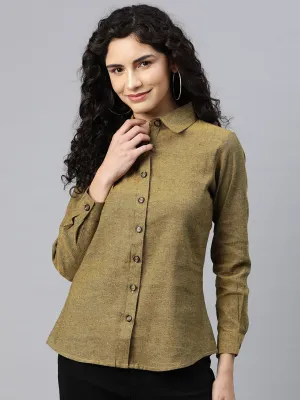 Cottinfab Women Solid Shirt Style Top