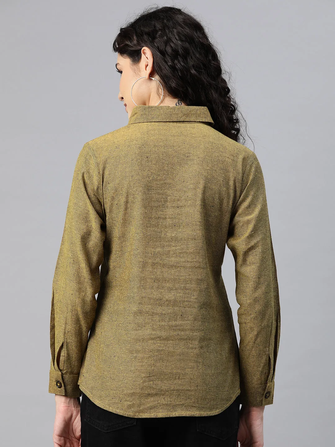 Cottinfab Women Solid Shirt Style Top