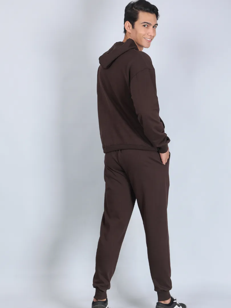 Dark Brown Relaxed Fit Hoodie for Men