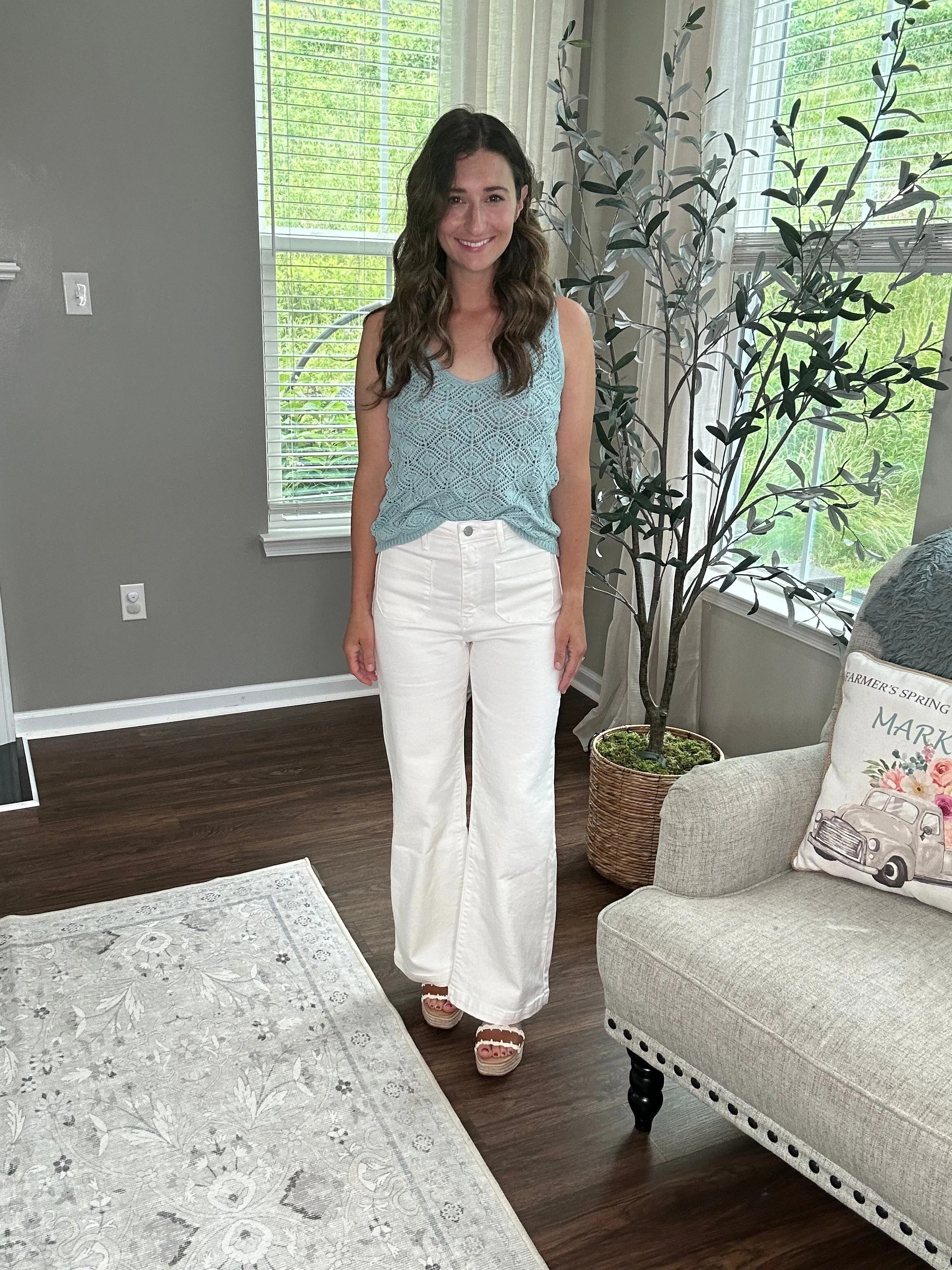 Mint Eyelet Sweater Tank