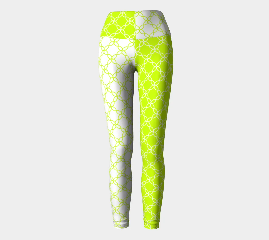 Neon Green Petals Yoga Leggings