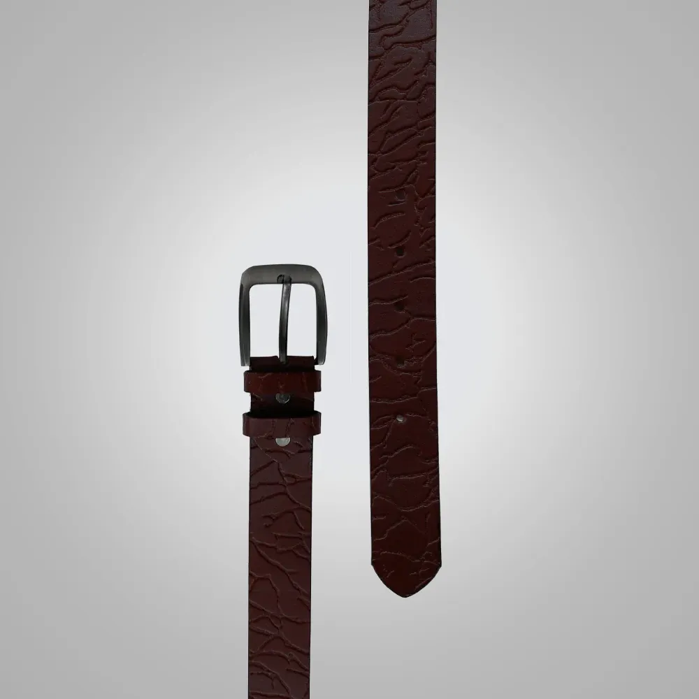 New Men Red Crocodile Textured Leather Belt