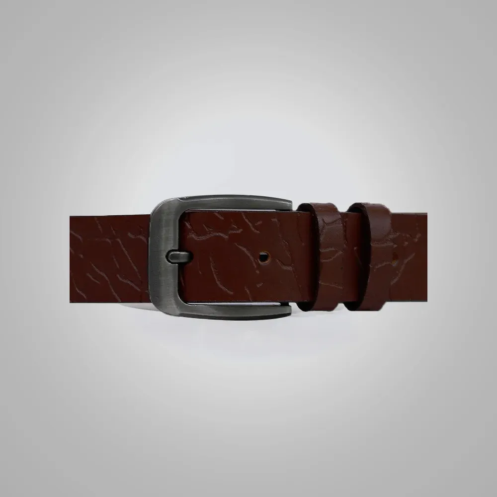 New Men Red Crocodile Textured Leather Belt