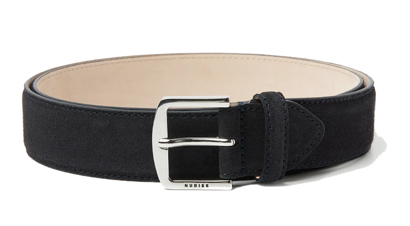 NUBIKK JAMES BELT NAVY SUEDE