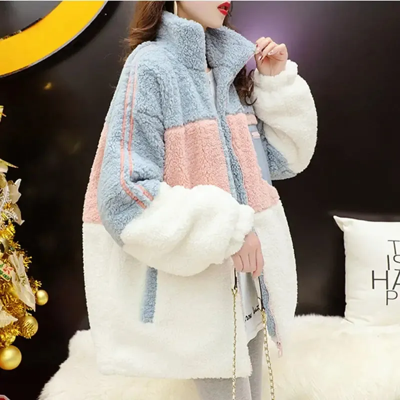 Pastel Color Hairy Warm Loose Oversize Jacket