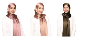 Sumptuously Soft Luxury Premium Crinkle Soft Lush Silk Hijab Scarf Plain Wrap Stripe Satin Luxe